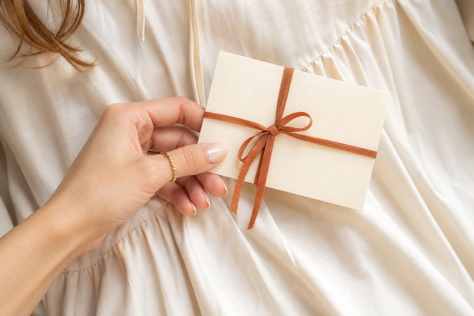 Une carte tenue à la main portant la mention "Ajustée pour vous"